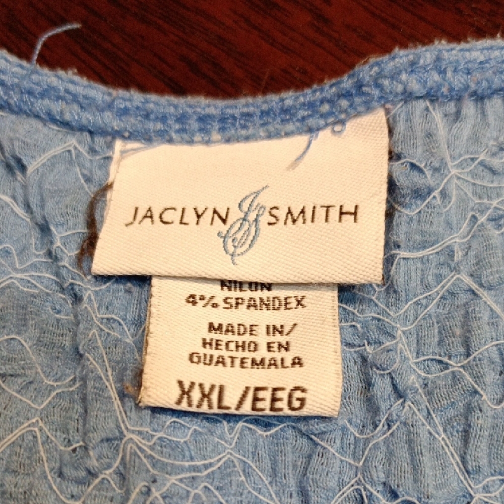 Jaclyn Smith Sky Blue Textured Short Sleeve Tee - Picture 2 of 2